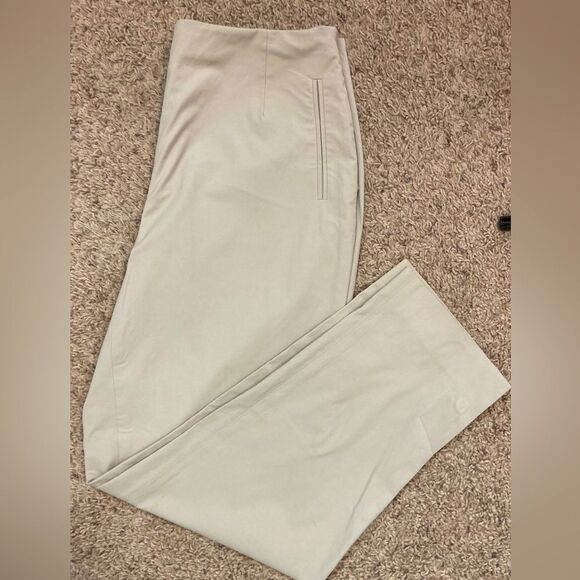 Real Clothes from Saks Fifth Avenue Stylish Cream Slim Pants side zip - Picture 2 of 10